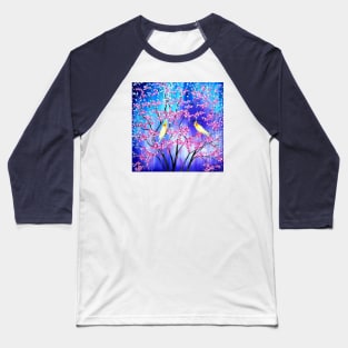 Cherry Blossom and Yellow Parrots Baseball T-Shirt